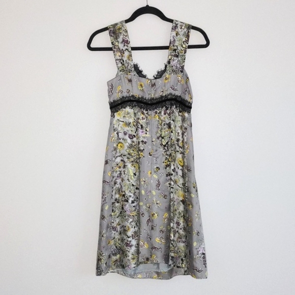 Nanette Lepore Womens Vintage 100% Silk Sweetheart Neck Dress, Floral, Size 0 - Picture 2 of 8